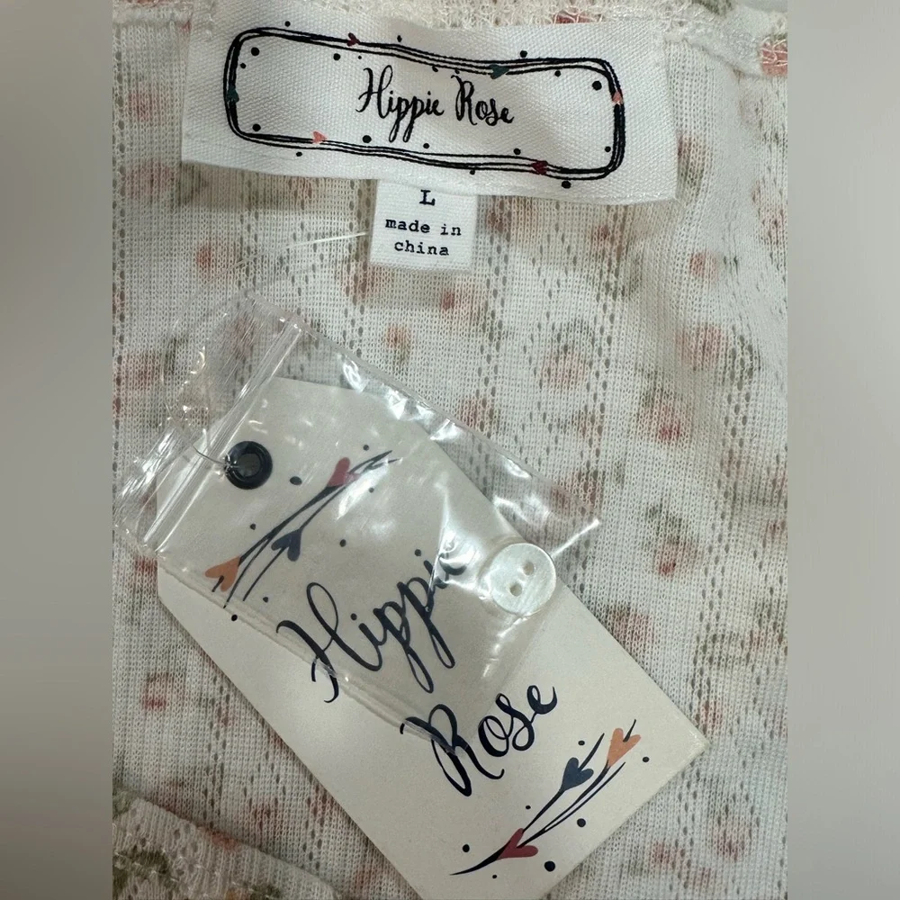NWT Hippie Rose White Floral Knit Crop Top Size Large - Picture 5 of 5